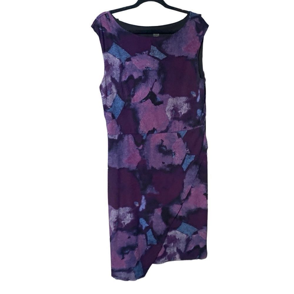Ann Taylor Purple Abstract Print Sleeveless Sheath Dress. Size 12.